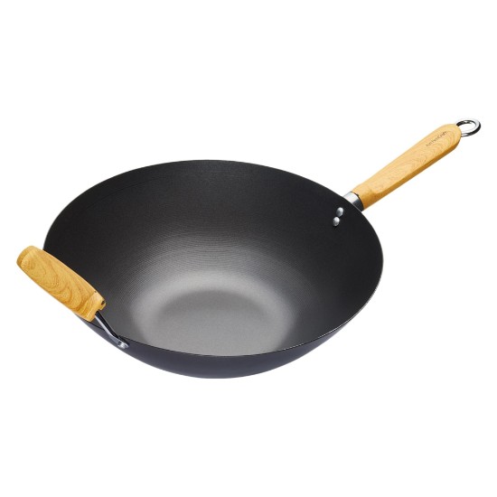 Kitchen Craft ~ 35 cm-es szénacél wok serpenyő fa nyéllel