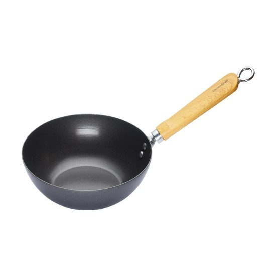 Kitchen Craft ~ 20 cm-es szénacél wok serpenyő fa nyéllel