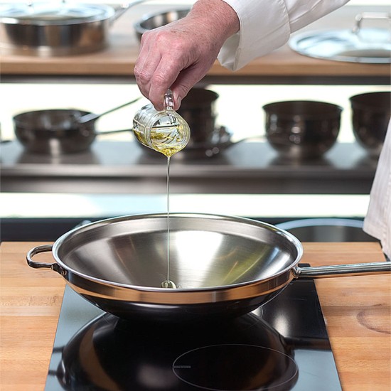 Wok serpenyő, rozsdamentes acél, 7 rétegű, 32 cm/3,5L, "Apollo" - Demeyere