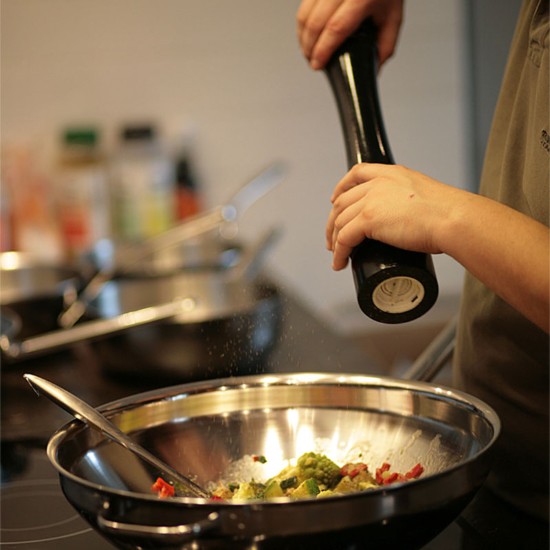 Wok serpenyő, rozsdamentes acél, 7 rétegű, 32 cm/3,5L, "Apollo" - Demeyere