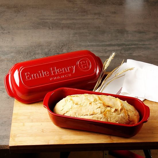 Emile Henry -  39 x 16,5 cm / 4,5 literes ~ Burgundy ~ Batard kerámia kenyérsütő forma 