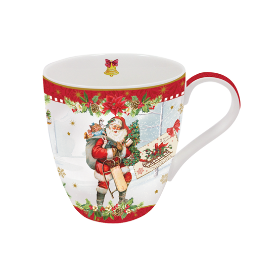 Piros porcelán bögre "Vintage Christmas" 350 ml - Nuova R2S