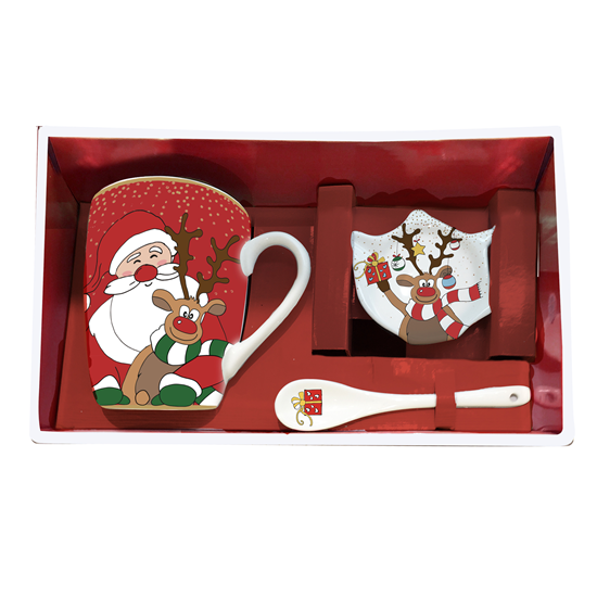  Nuova R2S  "Christmas Friends"  karácsonyi bögre, kis kanál és tányér készlet 