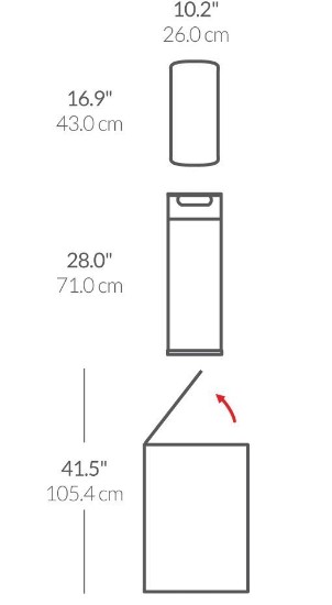 Simplehuman ~  40 literes "Kecses/Slim" formájú, érintő nyitású rozsdamentes acél szemetes