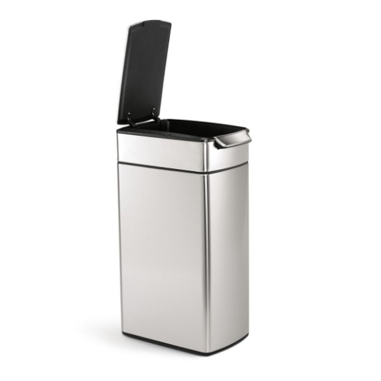 Simplehuman ~  40 literes "Kecses/Slim" formájú, érintő nyitású rozsdamentes acél szemetes