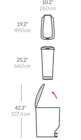 simplehuman Pedálos szemetes, 40 L, fekete műanyag