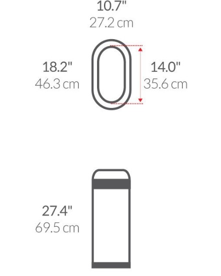 Simplehuman - "Slim" Tető nélküli szemetes, 50 L, rozsdamentes acél