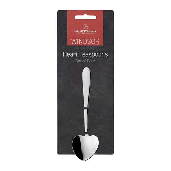 4 db "Windsor" szív alakú desszert teáskanál készlet, rozsdamentes acél - Grunwerg