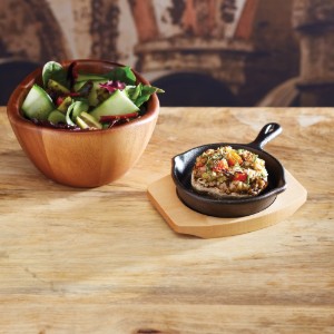 Mini serpenyő, öntöttvas, 11,5 cm, fa talppal - Artesa