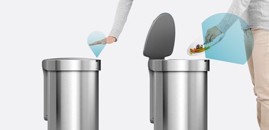 Simplehuman - 45 litres félkör alakú rozsdamentes acél szemetes; érzékelővel