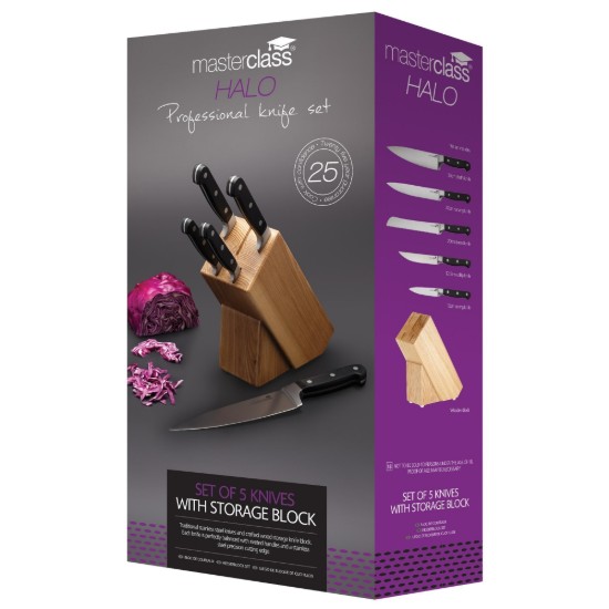 Kitchen Craft - 6 darabos késkészlet, tölgyfa késtartóval, “MasterClass”