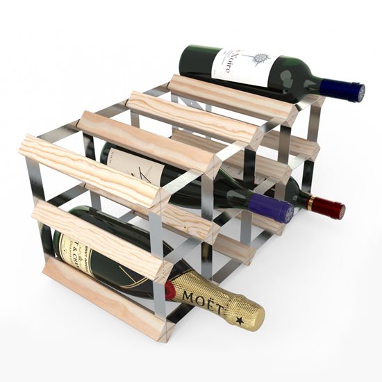 RTA – Natur fenyőfa borospolc 12 üveg bor tárolásához összeszerelt