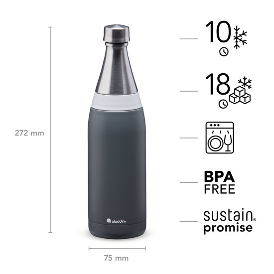 Aladdin - 600 ml-es Slate Grey rozsdamentes acél palack - Thermavac