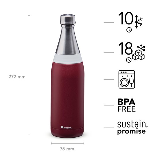 Aladdin - 600 ml-es Burgundy Red rozsdamentes acél palack - Thermavac