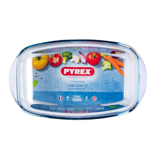 Téglalap alakú edény fedővel, hőálló üvegből, "Essentials", 4,4L + 2,3L - Pyrex