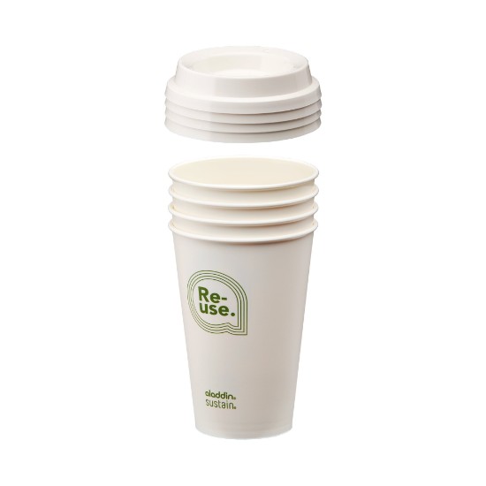 Aladdin 4 darabos pohárkészlet Re-Use fedővel, 350 ml