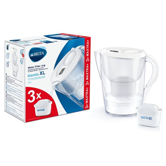 Brita  -  3,5 literes ~ Fehér ~ Marella XL  kezdőcsomag 3 db Maxtra+  szűrővel