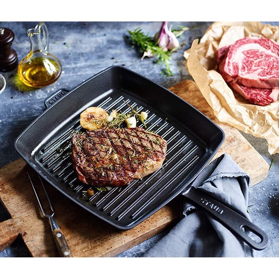 Staub Négyszögletes grillsütő 30 cm, Fekete