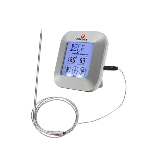 Touch-screen (érintő képernyős) hús hőmérő, ezüst szinű – Zokura
