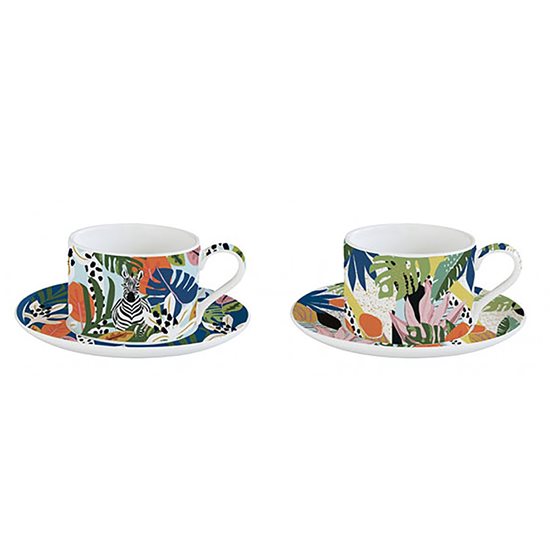 2 db "Tropical Vibes" porcelán csészekészlet csészealjjal, 240 ml - Nuova R2S