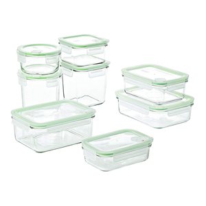 Glasslock - 8 db. üveg ~ élelmiszer-tároló készlet zöld peremmel