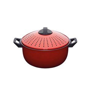 Kitchen Craft - 25,5 cm / 4 literes; piros - szénacél, tészta főző edény