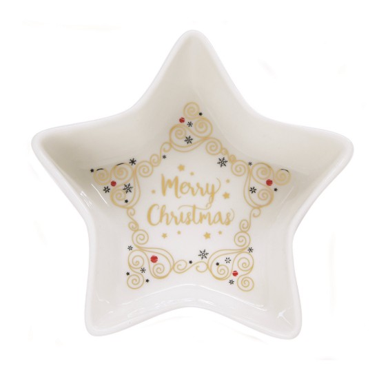 Nuova R2S "Merry Christmas" porcelán csillag alakú tál 15 cm