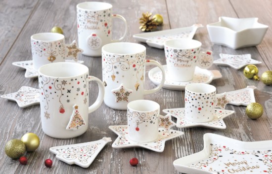 Nuova R2S "Merry Christmas" porcelán csésze készlet tányérral, 150 ml