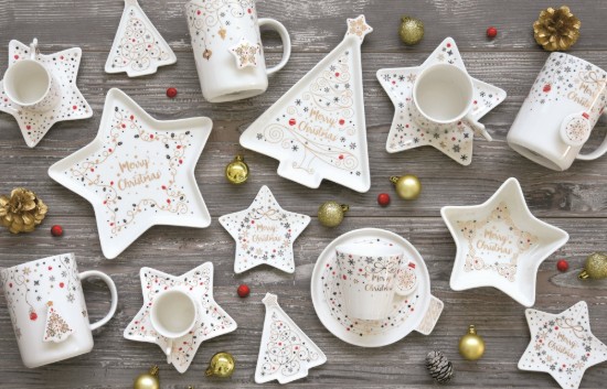 Nuova R2S "Merry Christmas" porcelán csillag alakú tál 15 cm