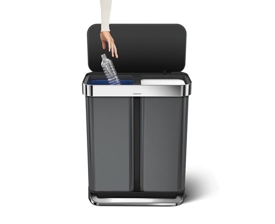 simplehuman Dupla rekeszes pedálos szemetes kosár 58 L inox, fekete