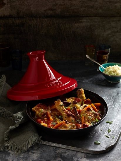 Staub öntöttvas Tajine kerámia fedővel, 28 cm, Cherry