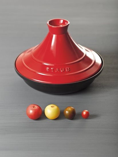 Staub öntöttvas Tajine kerámia fedővel, 28 cm, Cherry