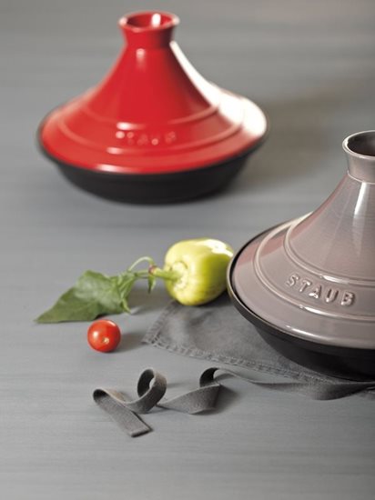 Staub öntöttvas Tajine kerámia fedővel, 28 cm, Cherry