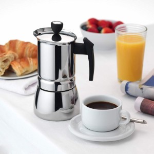 "Cafe Ole Classic" eszpresszó gyártó rozsdamentes acélból, 360 ml - Grunwerg 