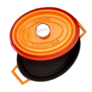 LAVA Ovális lábas, öntöttvas, 31cm/5L, "Trendy", narancssárga