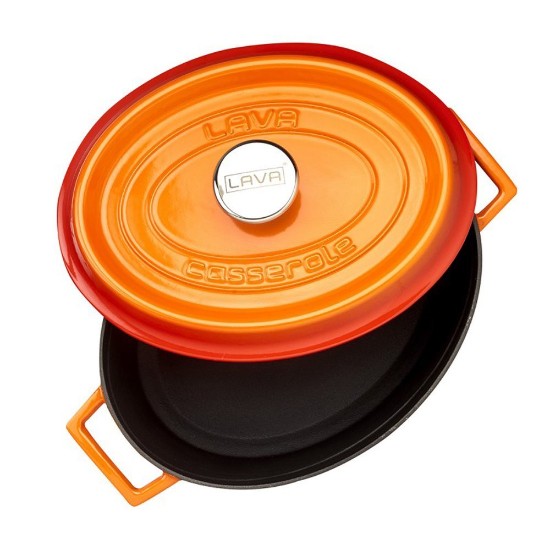 LAVA Ovális lábas, öntöttvas, 31cm/5L, "Trendy", narancssárga