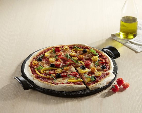 Emile Henry - Kerámia pizza tepsi, 37x37 cm, Charcoal