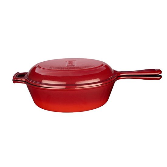 Kombinált készlet serpenyőből és fedélből, 26 cm, öntöttvas, piros - LAVA márka