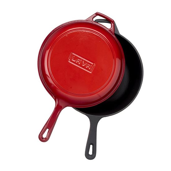 Kombinált készlet serpenyőből és fedélből, 26 cm, öntöttvas, piros - LAVA márka