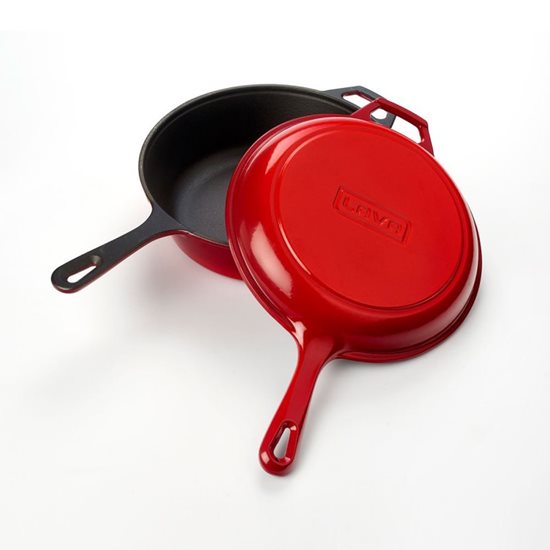Kombinált készlet serpenyőből és fedélből, 26 cm, öntöttvas, piros - LAVA márka