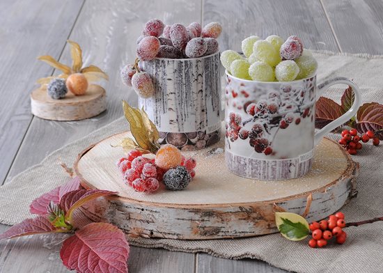 Nuova R2S porcelán bögre 350 ml, karácsonyi motívummal "Frozen Cranberries"