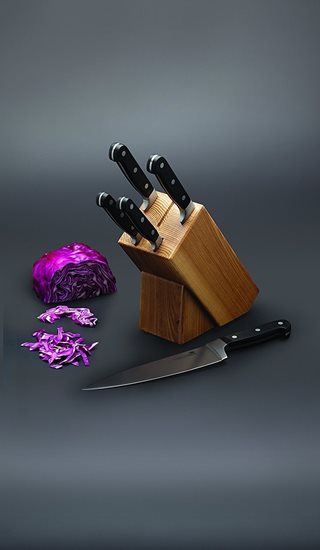 Kitchen Craft - 6 darabos késkészlet, tölgyfa késtartóval