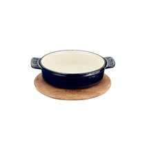 Öntöttvas lábas, 17 cm, fa tartóval, kék - LAVA