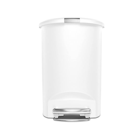 simplehuman - Fehér Acél - 50 L - es félkör alakú szemetes pedállal