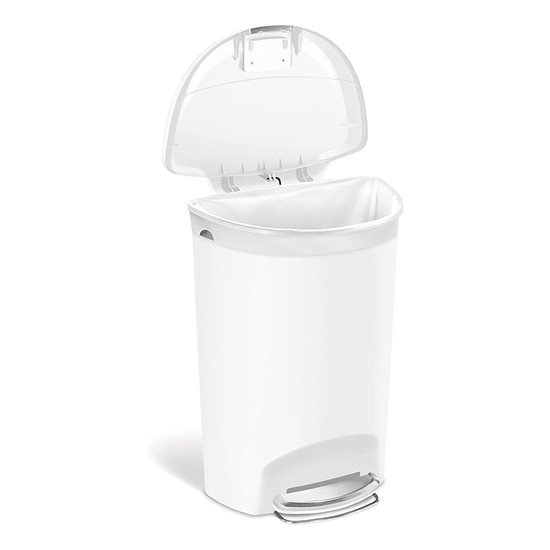 simplehuman - Fehér Acél - 50 L - es félkör alakú szemetes pedállal