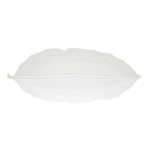 Nuova R2S - "Leaves White" Porcelán tál, 39x16 cm