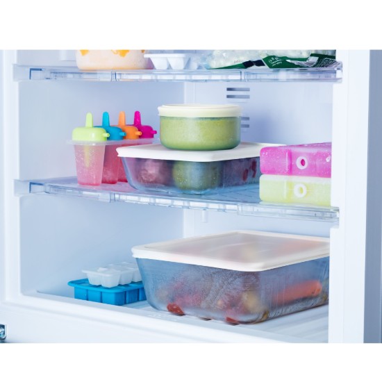 "Cook & Freeze" négyzet alakú ételtartó, hőálló üvegből, 2 l, műanyag tetővel - Pyrex