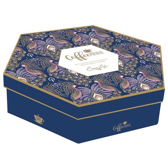 6 db espresso csésze készlet, porcelán, 70 ml "Coffee Mania Peacock" - Nuova R2S