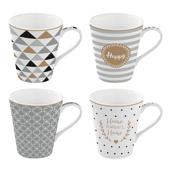 4 db kávés bögre készlet, porcelán, 300 ml "CoffeeManiaHappy" - Nuova R2S