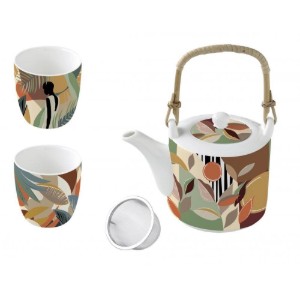 600 ml-es porcelán teáskanna infúzióval és 2 csészével, "Kilimanjaro" termékcsalád - Easy Life